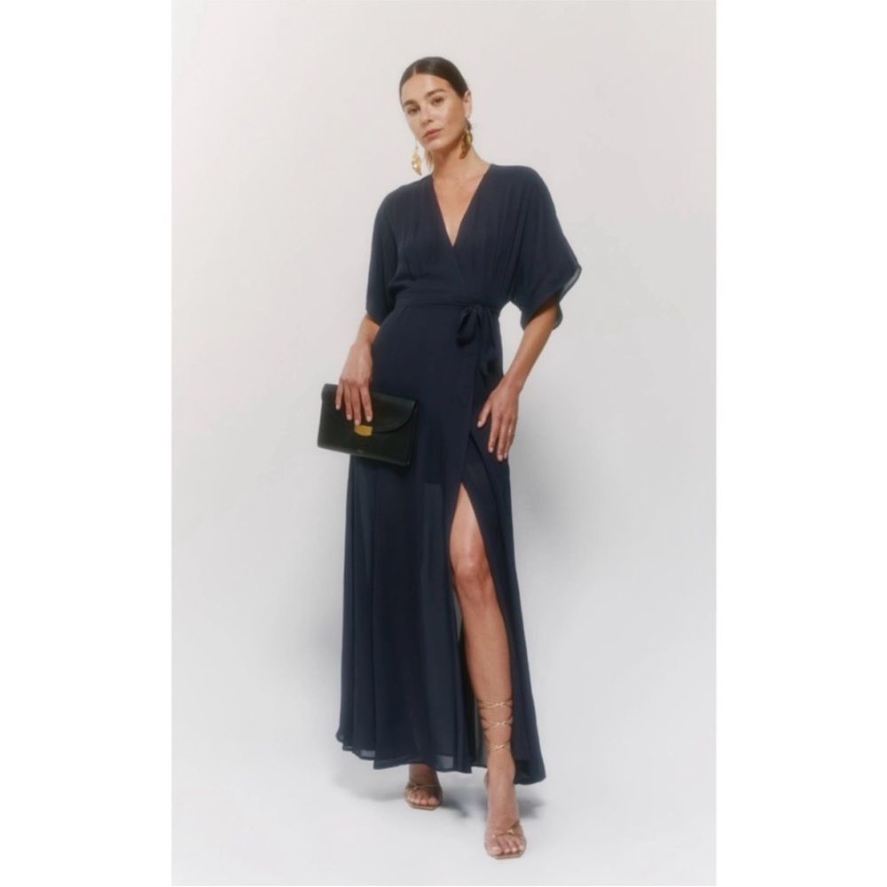 Reformation Wrap Dress — Navy